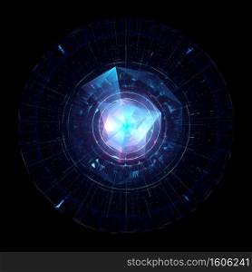 Futuristic Glowing Sci-Fi Element Isolated On Black Background