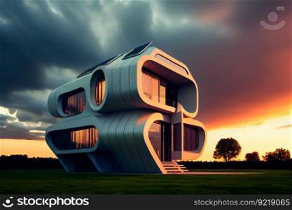 Futuristic House.  Generative AI
