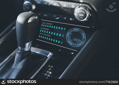 futuristic interface dashboard digital ai connection iot gear for driver transmission gear box stick shift shifting manual speeding scanning download data success to travel tourism inspiration tourist