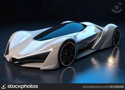 Futuristic luxury sports car created with generative AI technology