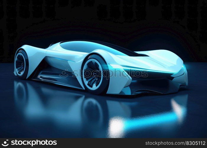 Futuristic luxury sports car created with generative AI technology