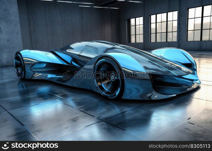 Futuristic luxury sports car created with generative AI technology