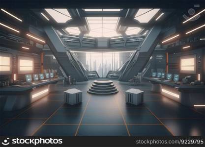 Futuristic meeting room interior, conference room, coworking. Modern Office. Neural network AI generated art. Futuristic meeting room interior, conference room, coworking. Modern Office. Neural network AI generated