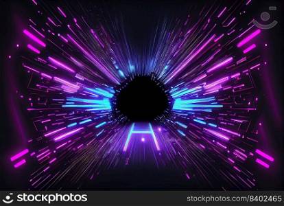 Futuristic Modern Background of Neon Glowing Tunnel