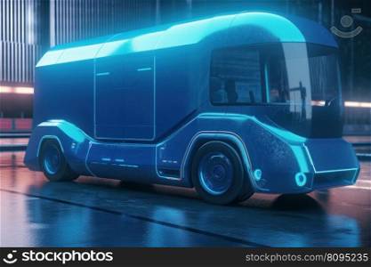 Futuristic modern blue cargo. Cargo transport. Generate Ai. Futuristic modern blue cargo. Generate Ai