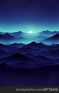 Futuristic night landscape with interesting stars 3d illustrated