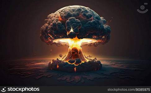 Futuristic nuclear explosion, future, war, dark background. Generative AI