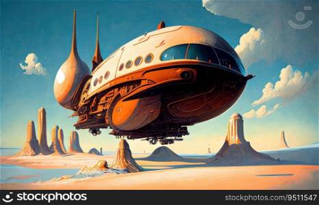 Futuristic painted airship. Generative AI design. Futuristic painted airship. Generative AI