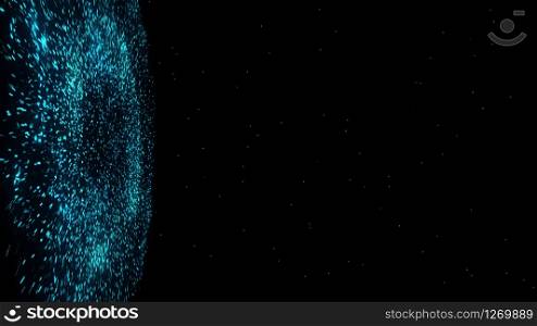 Futuristic Particles cosmic explosion shockwave blue energy space 3d rendering