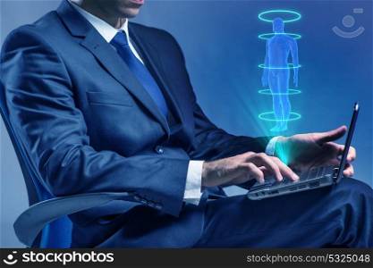 Futuristic remote diagnostics concept with businessman