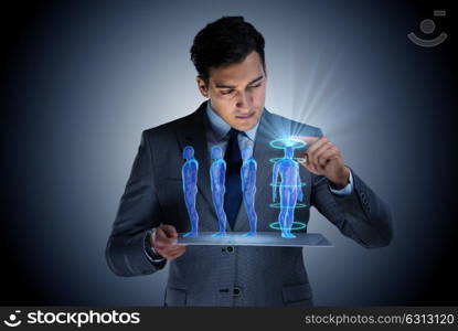 Futuristic remote diagnostics concept with businessman