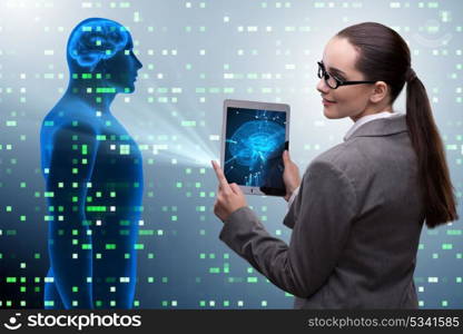 Futuristic remote diagnostics concept with businesswoman