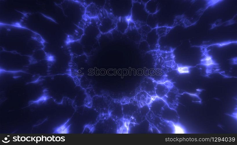Futuristic Sci-fi energy tunnel in space Glowing Lights 3d rendering