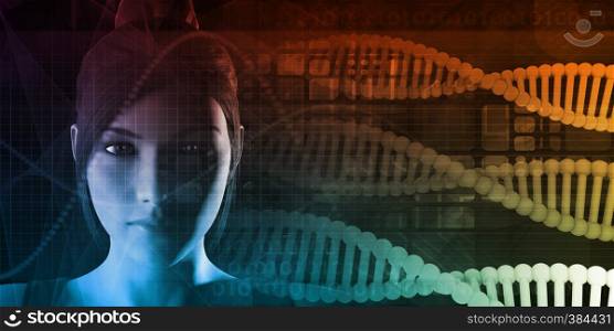 Futuristic Science Background with DNA Sequence Data. Futuristic Science Background