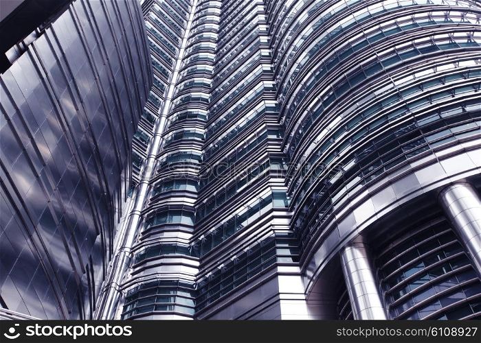Futuristic skyscraper in Kuala Lumpur, Malaysia, close-up view