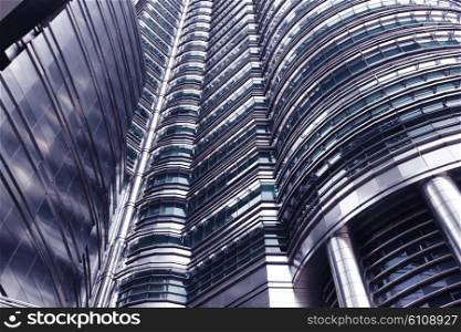 Futuristic skyscraper in Kuala Lumpur, Malaysia, close-up view