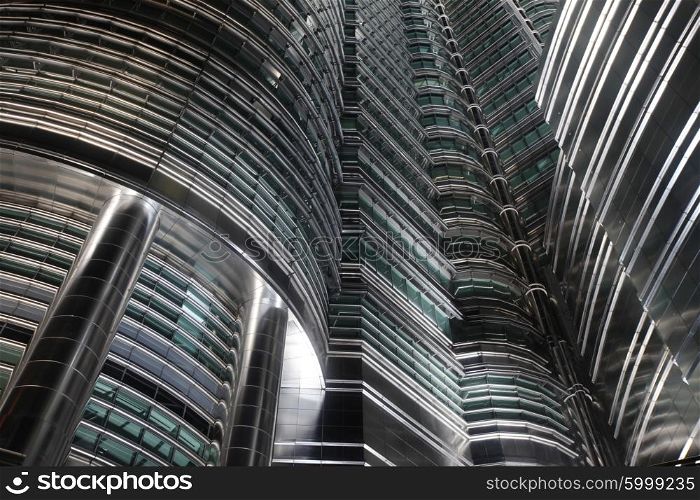 Futuristic skyscrapers in Kuala Lumpur, Malaysia, close-up view