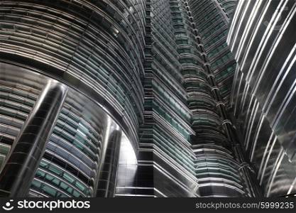Futuristic skyscrapers in Kuala Lumpur, Malaysia, close-up view