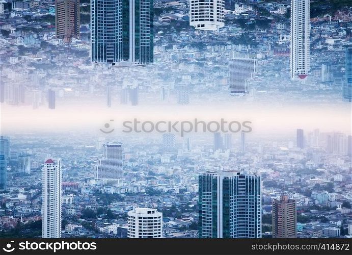 futuristic smart city skyline - technology background
