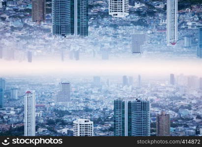 futuristic smart city skyline - technology background