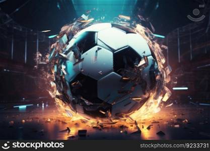 Futuristic soccer fire ball. Neon game design. Generate Ai. Futuristic soccer fire ball. Generate Ai