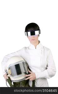 futuristic spaceship aircraft astronaut helmet woman space metaphor