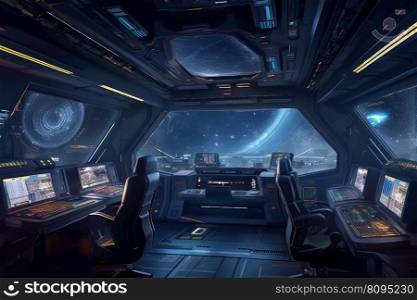 Futuristic spaceship. Ufo game station. Generate Ai. Futuristic spaceship. Generate Ai