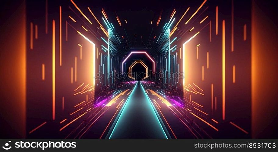Futuristic System Technology Background with Neon Light