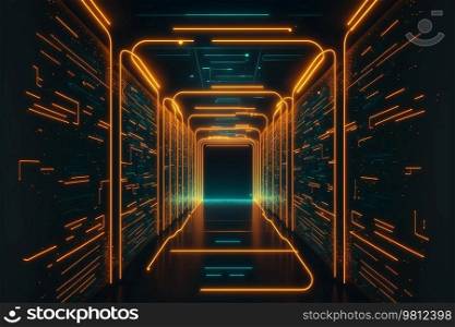 Futuristic technology abstract background with lines for network. Illustration Generative AI