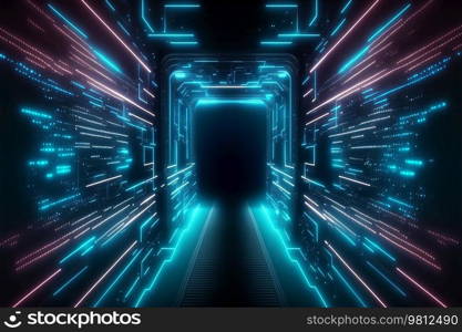 Futuristic technology abstract background with lines for network. Illustration Generative AI