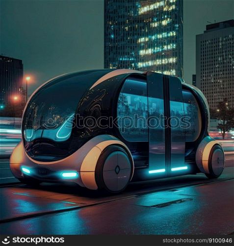 Futuristic transport concept, ai generated illustration. Self-driving car - autonomous car Futuristic transport concept, ai generated illustration. Self-driving car - autonomous car