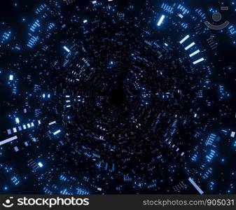 futuristic tunnel spaceship in universe 3d rendering