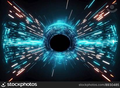 Futuristic Tunnel Tech Background with Neon Glow