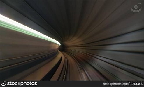 Futuristic view on metropolitan tube in motion. Blur. View on metropolitan tube
