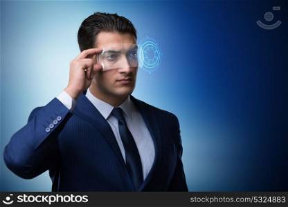 Futuristic vision concept with businessman