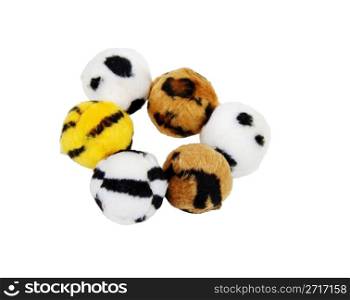 Fuzzy toy balls with various animal prints