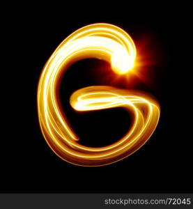 G - Created by light alphabet over black background