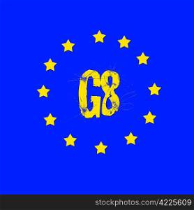 G8 demolished and european union flag.
