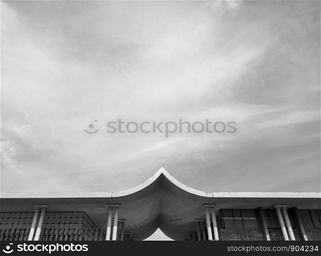 Gable roof architecture in Asia.black and white tone.
