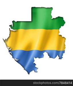 Gabon flag map, three dimensional render, isolated on white