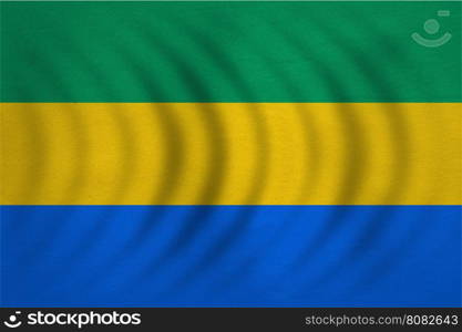 Gabonese national official flag. African patriotic symbol, banner, element, background. Correct colors. Flag of Gabon wavy with real detailed fabric texture, accurate size, illustration