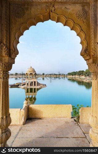 Gadisar lake in the morning at Jaisalmer, Rajasthan, India. An UNESCO World herritage.. Gadisar lake in the morning at Jaisalmer, Rajasthan, India.