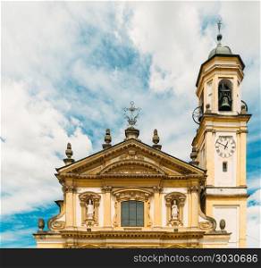 Gaggiano, Milan, Lombardy, Italy : facade of the church of Sant&rsquo;Invenzio, 17th century.. Gaggiano, Milan, Lombardy, Italy : facade of the church of Sant&rsquo;Invenzio, 17th century