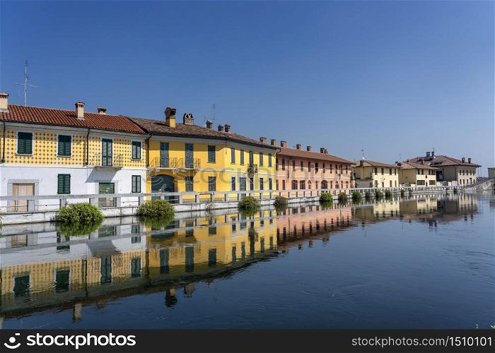 Gaggiano (Milan, Lombardy, Italy), historic town along the Naviglio Grande, at summer