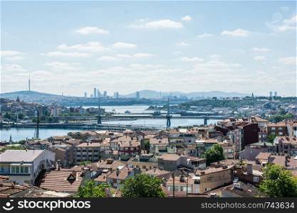 Galata tower, Galata bridge, Golden Horn bridge and Ataturk Bridge view
