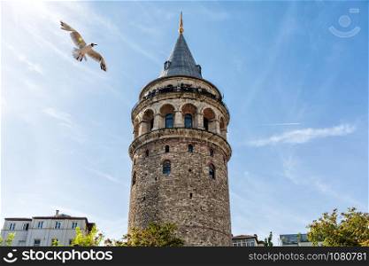 Galata Tower in the blue sky of Istanbul.. Galata Tower in the blue sky of Istanbul