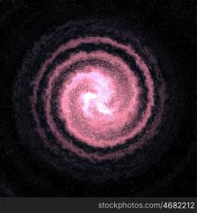 galaxy in space. large red pink swirling galaxy in space