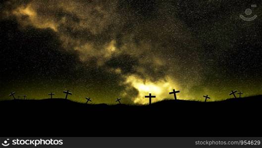 galaxy on christian crosses.