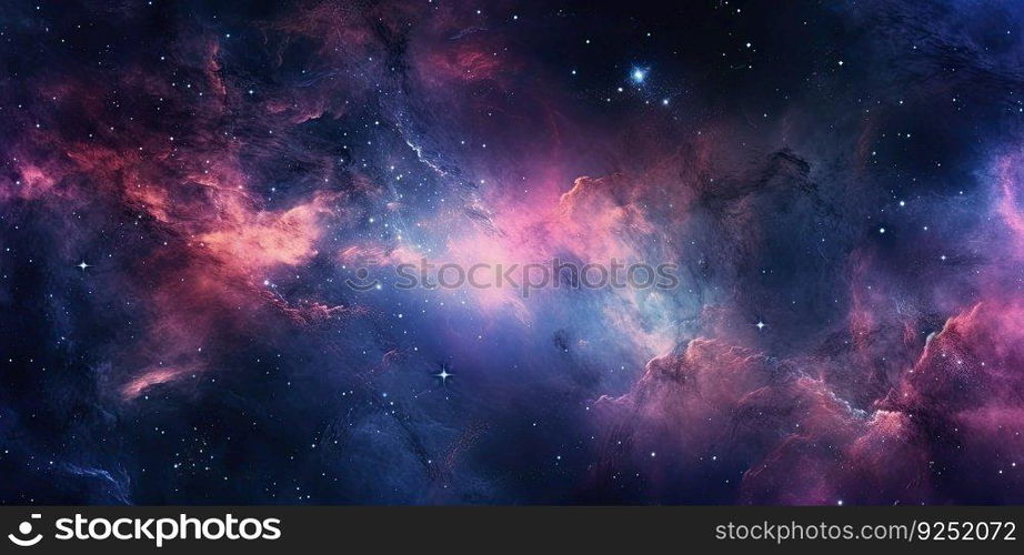 Galaxy texture with stars and beautiful nebula in the background, in the style of dark pink and dark gray by generative AI