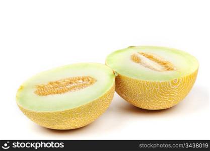galia slice melone isolated on white